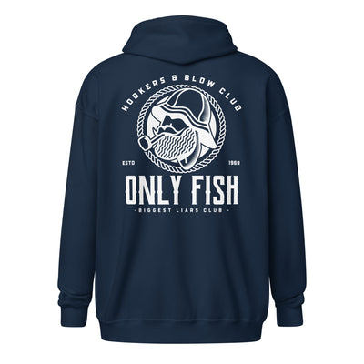 ONLY FISH HOOKERS CLUB  ZIP UP HOODIE